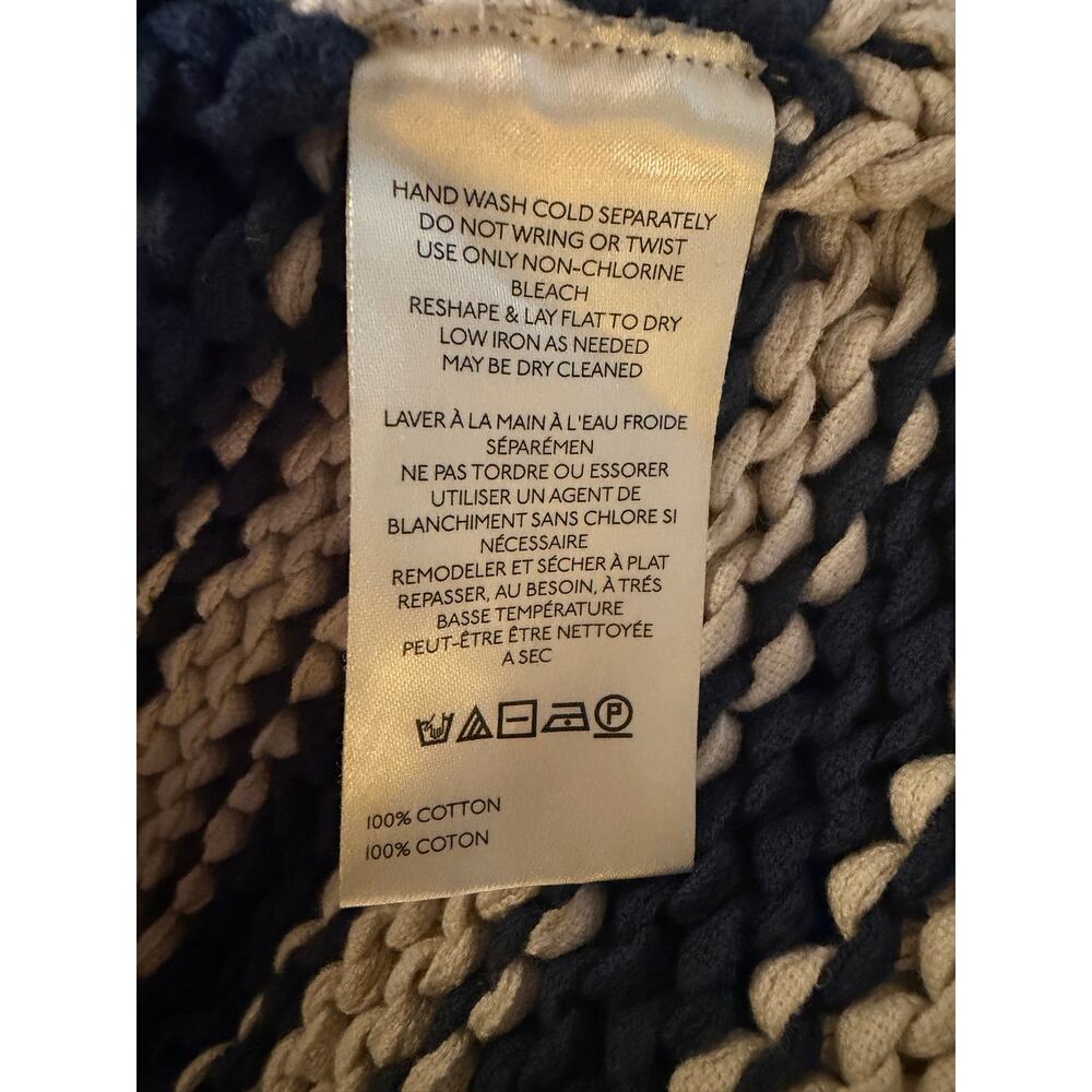 Free People Portland Pullover M Denim Island Navy Cream Striped Sweater - Picture 9 of 9